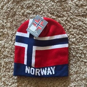 Norway Flag Beanie Hat in Red, White, and Blue